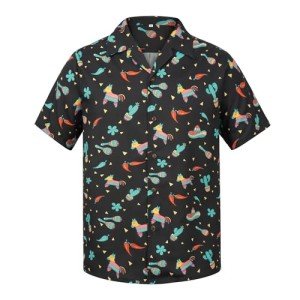 Zando Funny Mexican Shirts for Men Short Sleeve Button Down Hawaiian Shirt Tropical Cinco De Mayo Shirt Beach Vacation Fiesta Shirt Costume Casual Cinco De Mayo Outfit Lake Blue Horse Shirt Medium