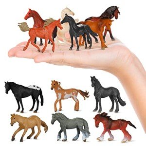 CLESDF 20Pcs Plastic Horse Figure Toy Set for Kids, Miniature Realistic Pony Horse Toy Figurine Farm Animal Toy Present, Premium Horse Party Favor Decoration Cake Topper Birthday Pinata