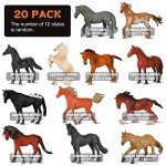 CLESDF 20Pcs Plastic Horse Figure Toy Set for Kids, Miniature Realistic Pony Horse Toy Figurine Farm Animal Toy Present, Premium Horse Party Favor Decoration Cake Topper Birthday Pinata