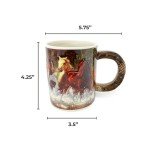 Rivers Edge Products Horse 3D Ceramic Coffee Mug with Handle, 15 Ounces, Espresso Cups and Coffee Cups Ceramic, Perfect for Coffee, Expresso, Latte, or Tea, Horse Scene
