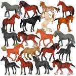 CLESDF 20Pcs Plastic Horse Figure Toy Set for Kids, Miniature Realistic Pony Horse Toy Figurine Farm Animal Toy Present, Premium Horse Party Favor Decoration Cake Topper Birthday Pinata