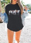 Horse Shirt Women Oversized Rodeo Western T-Shirt Cowgirl Tshirt Cow Graphic Tee Cowboy Shirt Short Sleeve Tops Grey