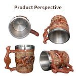 LAUGOKOBE Wooden Barrel Horse Beer Mug, 20oz Stainless Steel Horse Beer Stein Coffee Cup Horses Lover Gifts for Birthday Christmas, Renaissance Accessories Halloween Party Decoration Drinkware Gift