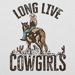 Teaaha Long Live Cowgirls Sweatshirt Women Horseback Rider Western Vintage Country Southern Cactus Graphic Shirt Pullover White