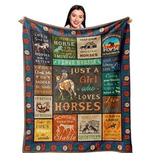 Ruvinzo Horse Gifts for Women, Horse Blanket for Girls, Gifts for Horse Lover, Girls Horse Gifts, Horses Gift Ideas, Equestrian Gifts, Horse Themed Gifts, Horse Lovers Birthday Gifts Blanket 60" x 50"