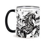 Silkwishes Horse Gifts for Women Men, 11 Oz Black and White Boho Mug Horse, Gifts for Horse Lovers, Equestrian Gifts, Horse Mug