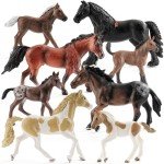 zoopal 8PCS 4-7" Large Horse Family Toys for Kids, Realistic Animal Figurines Toys for Toddlers, Horse Party Favor Birthday Decorations Gift for Toddlers 3-5 5-7 6-12
