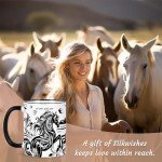 Silkwishes Horse Gifts for Women Men, 11 Oz Black and White Boho Mug Horse, Gifts for Horse Lovers, Equestrian Gifts, Horse Mug