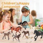 zoopal 8PCS 4-7" Large Horse Family Toys for Kids, Realistic Animal Figurines Toys for Toddlers, Horse Party Favor Birthday Decorations Gift for Toddlers 3-5 5-7 6-12