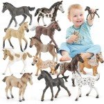 zoopal 12PCS 3-5" Horse Foal Toys Set for Boy Girl 3-5 5-7 6-8, Realistic Animal Figurines Toys for Toddlers, Horse Party Favor Birthday Decorations Gift for Kids