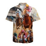 Cool Horse Mens Funny Hawaiian Shirts 3D Graphic Button Down Short Sleeve Tropical Holiday Beach Aloha Shirt