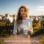 Silkwishes Horse Gifts for Women Men, 11 Oz Black and White Boho Mug Horse, Gifts for Horse Lovers, Equestrian Gifts, Horse Mug
