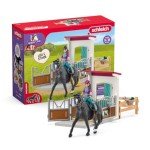 Schleich Horse Club - 25 PC Lisa and Storm Horse Toy Stall Playset with Accessories - Customizable Stable Name Tag - Realistic, Posable Rider and Pony Toys for Girls and Boys - Kids Ages 5+ - 42709