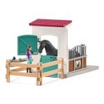Schleich Horse Club - 25 PC Lisa and Storm Horse Toy Stall Playset with Accessories - Customizable Stable Name Tag - Realistic, Posable Rider and Pony Toys for Girls and Boys - Kids Ages 5+ - 42709
