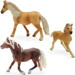 Gemini&Genius Horses Figurine Toy, Farm Premium Horse Animal Playset, Mare and Stallion with Horse Baby Family Action Figures Party Favors Supplies, Party Cupcake Toppers, Birthday Gifts for Kids