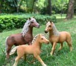 Gemini&Genius Horses Figurine Toy, Farm Premium Horse Animal Playset, Mare and Stallion with Horse Baby Family Action Figures Party Favors Supplies, Party Cupcake Toppers, Birthday Gifts for Kids