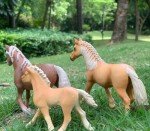 Gemini&Genius Horses Figurine Toy, Farm Premium Horse Animal Playset, Mare and Stallion with Horse Baby Family Action Figures Party Favors Supplies, Party Cupcake Toppers, Birthday Gifts for Kids