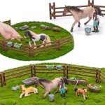 zoopal 35 PCS Horses Toys Set for Girls and Boys Ages 6-12, Solid Realistic Horse Stable Club Playset Toy for Kids 3 4 5 6 7 8+, Gift Ideas and Birthday Presents with Farm Animals Toys for Kids
