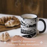 Silkwishes Horse Gifts for Women Men, 11 Oz Black and White Boho Mug Horse, Gifts for Horse Lovers, Equestrian Gifts, Horse Mug