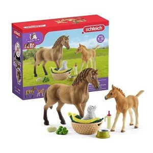 Schleich Horse Club - 9 PC Animal Care Figurine Playset with Horse Figure, Foal and Dog with Accessories - Imaginative Play Toys for Girls and Boys - Farm Animal Toy Set for Kids Ages 5+ | 42432