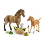 Schleich Horse Club - 9 PC Animal Care Figurine Playset with Horse Figure, Foal and Dog with Accessories - Imaginative Play Toys for Girls and Boys - Farm Animal Toy Set for Kids Ages 5+ | 42432