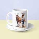 Customized Women With Horse White Mug 11oz 15oz, Unique Horse Riding Coffee Mug For Women Equestrians, Personalized Horse Riders Names Coffee Mug, Thoughtful Gift For Horse Owners