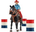 Schleich Farm World - 7PC Barrel Racing Set - Western Rodeo Toy Playset with Cowgirl Figurine, Horse Figure and Accessories - Realistic Farm Toys for Boys and Girls - Kids and Toddlers Ages 3+