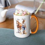 Customized Women With Horse White Mug 11oz 15oz, Unique Horse Riding Coffee Mug For Women Equestrians, Personalized Horse Riders Names Coffee Mug, Thoughtful Gift For Horse Owners