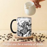 Silkwishes Horse Gifts for Women Men, 11 Oz Black and White Boho Mug Horse, Gifts for Horse Lovers, Equestrian Gifts, Horse Mug
