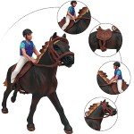 Horse Stable Playet Toys with Horse Wash Area and Fence Toy Figures, 31 Pieces Horse Barn Horse Stall Set with Mustang Stallion, Horse Toys Gift for Boys and Girls