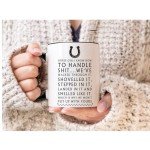 MNEDLAD Funny Horse Mugs Coffee, Horse Girls Know How To Handle Shit Horse Lovers Cup, Horse Present for Women-Mm34