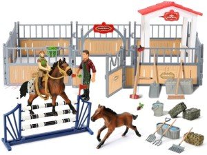KIDBEST Horse Stable Playset, Horse Toys Set for Girls and Boys with Rider, Farm Animal Figurines Barn Toys, Pretend Play for Kids 3-5 6 7 8-10 Birthday Gifts