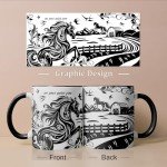 Silkwishes Horse Gifts for Women Men, 11 Oz Black and White Boho Mug Horse, Gifts for Horse Lovers, Equestrian Gifts, Horse Mug