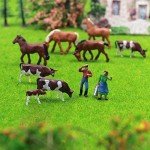 Farm Animals Figure Set,AN8706 36PCS 1:87 Well Painted Farm Animals Cows Horses Figures for HO Scale Model Train Scenery Layout Miniature Landscape New