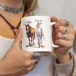 Customized Women With Horse White Mug 11oz 15oz, Unique Horse Riding Coffee Mug For Women Equestrians, Personalized Horse Riders Names Coffee Mug, Thoughtful Gift For Horse Owners