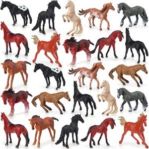 Jerify 30 Pcs Plastic Horse Figure Toy Set Mini Horse Toys Realistic Cake Toppers Plastic Model Toy for Birthday Party Decoration