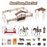 Horse Stable Playset - Horse Toys, Pretend Play with Rider, Fence, Wash Area, Animal Figures, Gifts for Girls & Boys 3-12