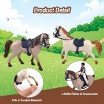 Horse Stable Playset - Horse Toys, Pretend Play with Rider, Fence, Wash Area, Animal Figures, Gifts for Girls & Boys 3-12