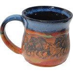 ALWAYS AZUL POTTERY Wild Horses Mug in Azulscape Glaze - Handmade Ceramic Coffee Mug - Stylish and Unique Handcrafted Artistic Drinkware - Polished Clay Cups, Great for Coffee, Tea, and Art Lovers