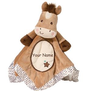Personalized Brown and Tan Horse Lil Snuggler Blanky for Baby Boy or Baby Girl Blanket - 21 Inches