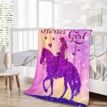 Kids Blanket Gifts for Horse Girls, Cute Throw Blanket for Horse Lovers Girls Women, 50x40 Inches Pink Soft Flannel Blankets Decor for Couch Sofa Bed