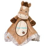 Personalized Brown and Tan Horse Lil Snuggler Blanky for Baby Boy or Baby Girl Blanket - 21 Inches