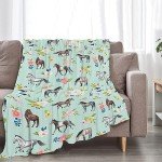 Horse Throw Blanket Super Soft Warm Floral Horse Blanket for Girls Kids, Cozy Plush Fleece Farm Stuffed Animal Horse Gifts Bedding Blanket for Women Bed Couch Sofa 40"x50"