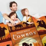 WZOMT Western Cowboy Blanket, Rodeo Cowboys Riding Horses Sunset Blanket, Cool Western Throw Blanket, Cowboy Themed Gifts, Cowboys Gifts for Men Women Kids, Soft Fan Gifts,50"x40"