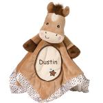 Personalized Brown and Tan Horse Lil Snuggler Blanky for Baby Boy or Baby Girl Blanket - 21 Inches