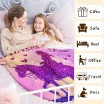 Kids Blanket Gifts for Horse Girls, Cute Throw Blanket for Horse Lovers Girls Women, 50x40 Inches Pink Soft Flannel Blankets Decor for Couch Sofa Bed