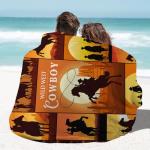 WZOMT Western Cowboy Blanket, Rodeo Cowboys Riding Horses Sunset Blanket, Cool Western Throw Blanket, Cowboy Themed Gifts, Cowboys Gifts for Men Women Kids, Soft Fan Gifts,50"x40"