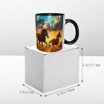 LYEMVHE Horse Coffee Mug Funny Ceramic Tea Cup Novelty Presents for Women Men Home and Office Birthday Microwave Dishwasher Safe 11oz