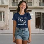 Qskall Horse Shirt for Women Equestrian Enthusiast Shirts I Smell Like A Horse Tee Tops Blue