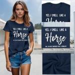 Qskall Horse Shirt for Women Equestrian Enthusiast Shirts I Smell Like A Horse Tee Tops Blue